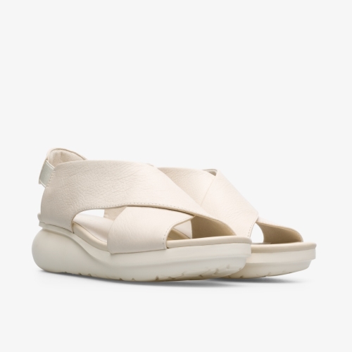 Camper Balloon Wedge Sandals Cream - Womens Singapore AQNCJG-191